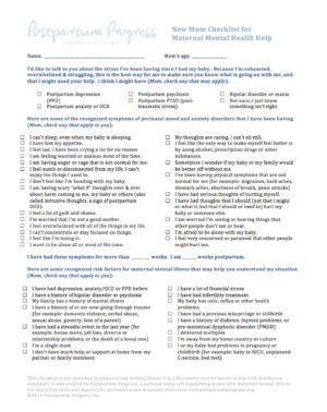 perinatal mental disorder checklist