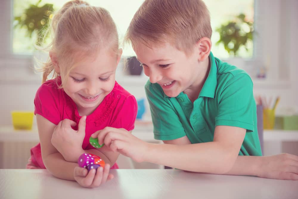 kids counting with dice